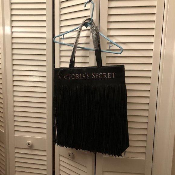 Victoria Secret black fringed shoulder bag, NWT